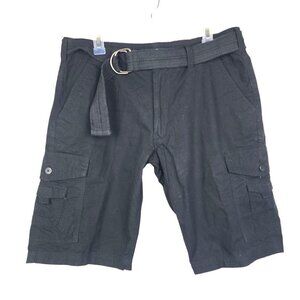 INC 100% Cotton Bermuda Cargo Style Shorts Belted Black Men's Size 34